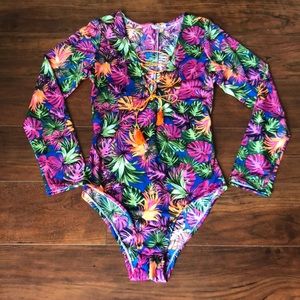 1 of 1 V neck long sleeve Unitard/ Swim suit